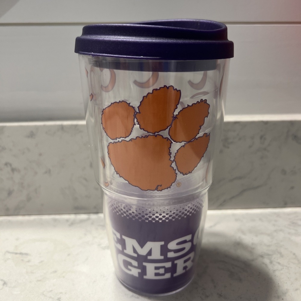 Tervis 24 Oz Clemson University Tigers Tumbler With Lid Purple Orange‎ New